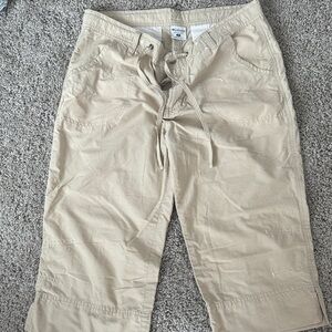 Casual Beige Capri Pants with Drawstring